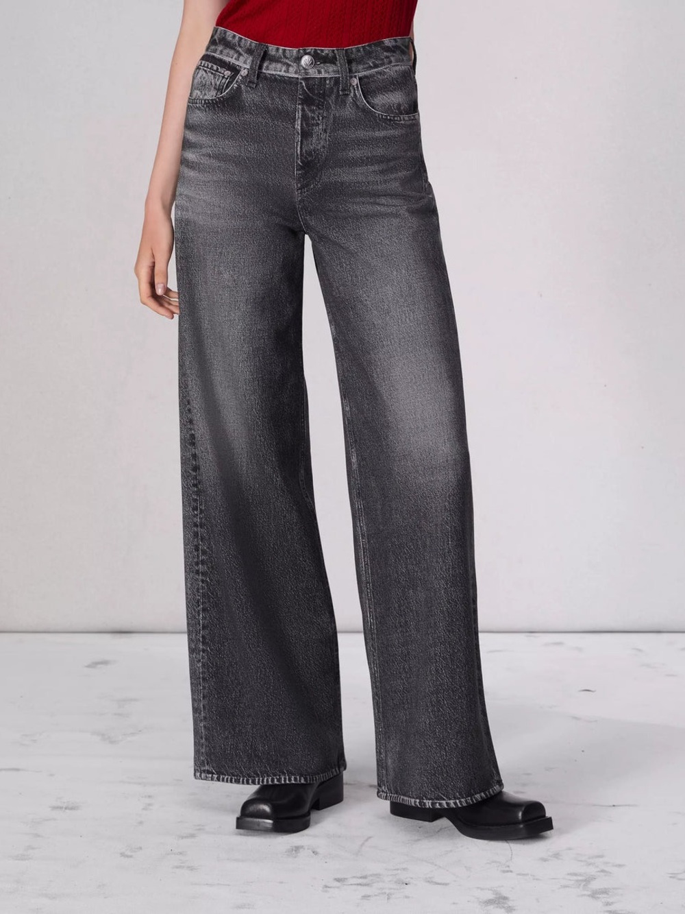 Mila Rosabella Trompe L’Oeil Sweatpant Jeans Wide Leg Size M